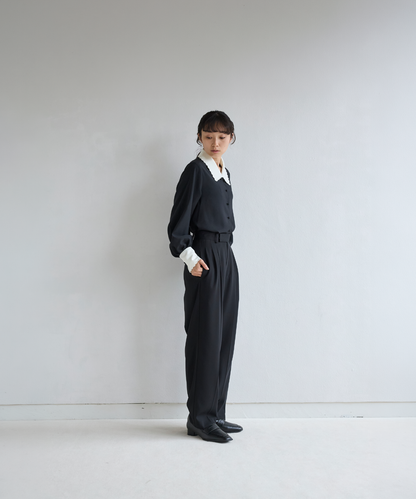 ≪通常販売≫bicolor scallop long sleeve blouse （バイカラースカラップロングスリーブブラウス）≪2026年8月24日12:00販売開始≫