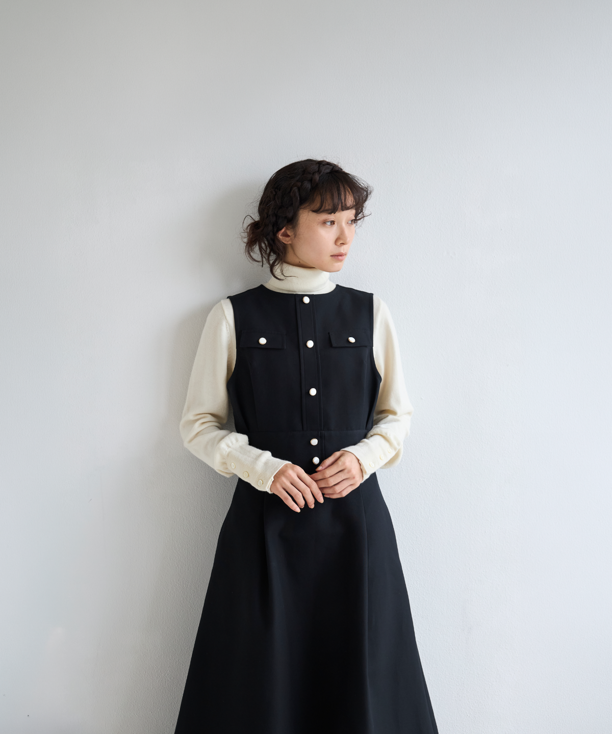 ≪通常販売≫gold button no-sleeve dress （ゴールドボタンノースリーブドレス）