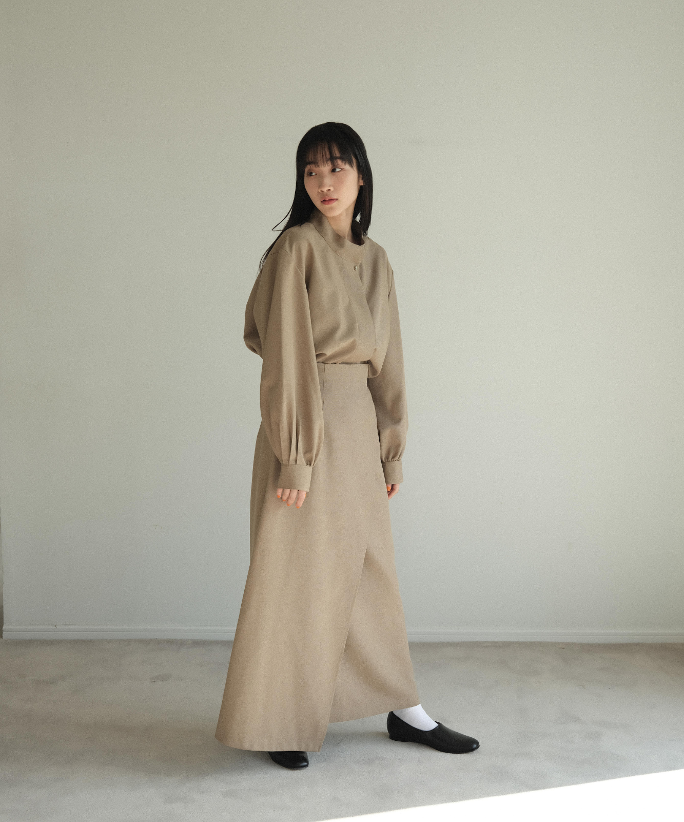 foufou グレーセットアップ ラップスカート ≪通常販売≫high waist wrap skirt(ハイウエストラップ