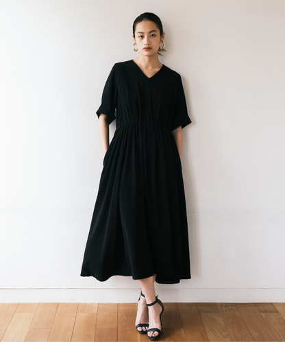 ≪通常販売≫【THE DRESS #11】Vneck gather one piece（Vネックギャザーワンピース）