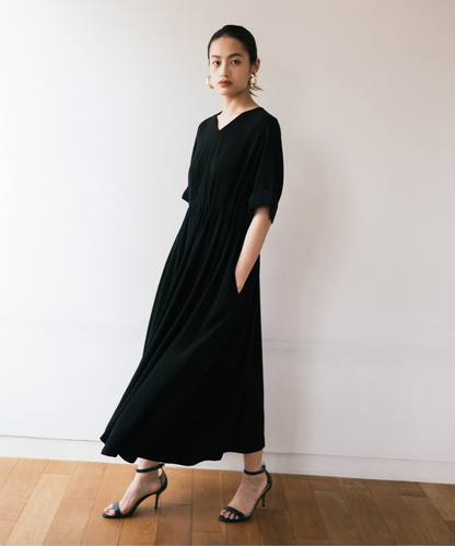 ≪在庫販売≫【THE DRESS #11】Vneck gather one piece（Vネックギャザーワンピース）