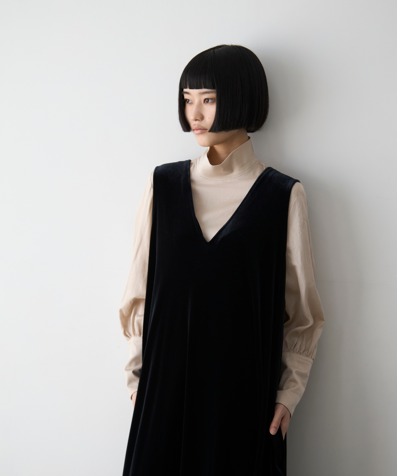 ≪通常販売≫【THE DRESS #16】no-sleeve velour one piece（ノースリーブベロアワンピース）