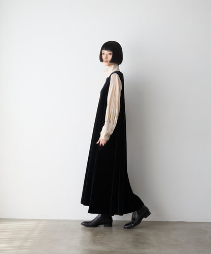 ≪通常販売≫【THE DRESS #16】no-sleeve velour one piece（ノースリーブベロアワンピース）