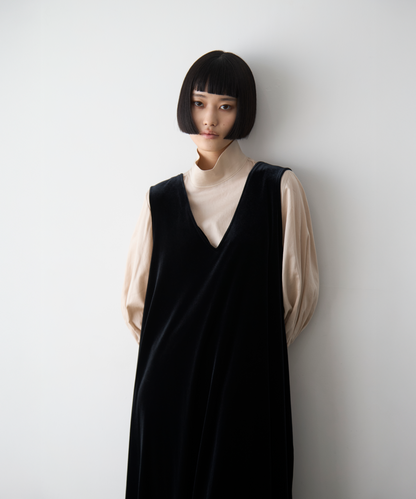 ≪通常販売≫【THE DRESS #16】no-sleeve velour one piece（ノースリーブベロアワンピース）