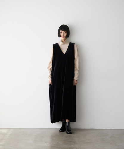 ≪通常販売≫【THE DRESS #16】no-sleeve velour one piece（ノースリーブベロアワンピース）