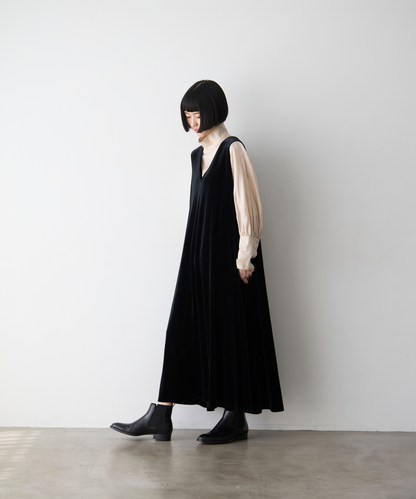 ≪通常販売≫【THE DRESS #16】no-sleeve velour one piece（ノースリーブベロアワンピース）