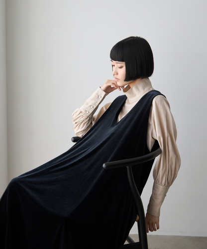 ≪通常販売≫【THE DRESS #16】no-sleeve velour one piece（ノースリーブベロアワンピース）