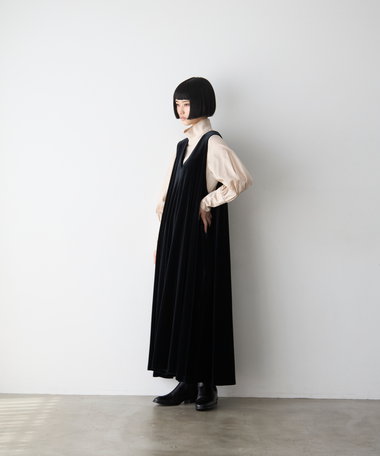 ≪通常販売≫【THE DRESS #16】no-sleeve velour one piece（ノースリーブベロアワンピース）