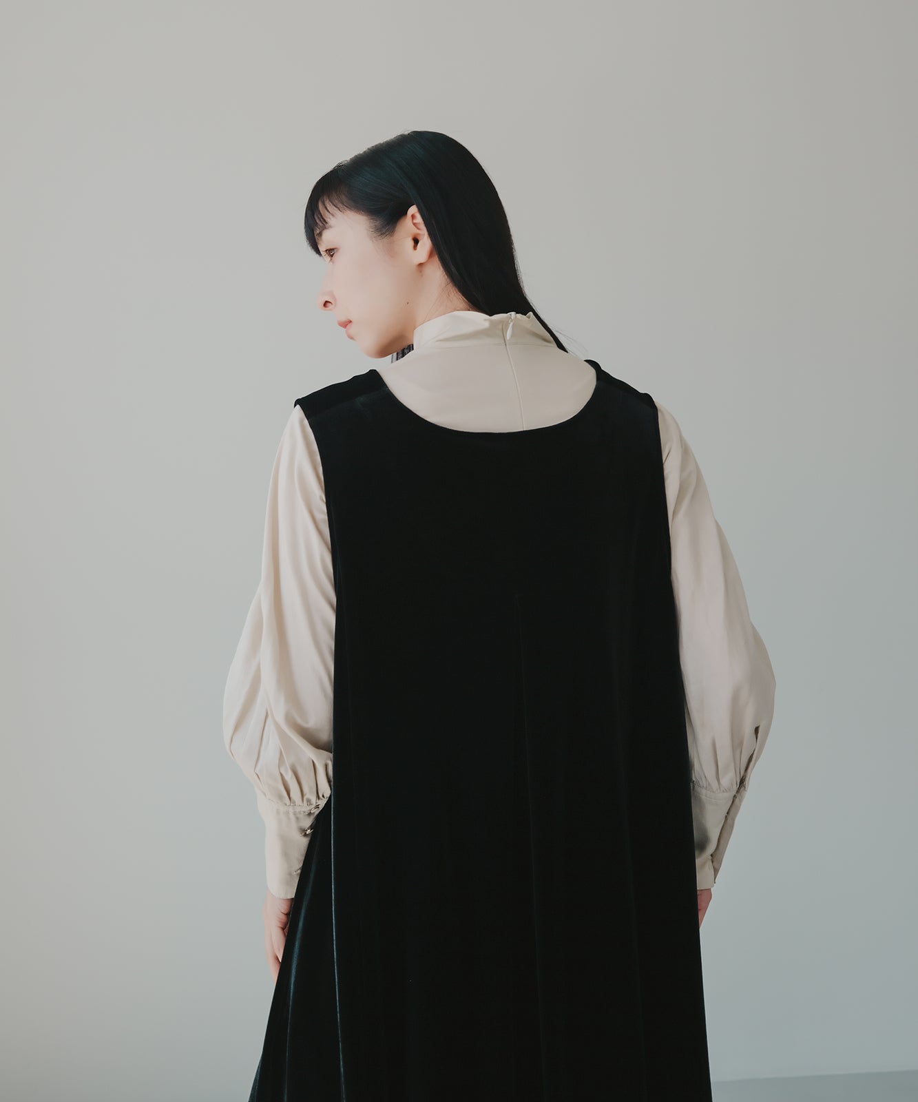 【美品】  foufou / フーフー | THE DRESS #16 no-sleeve velour one piece ワンピース | 1 | ブラック | レディース