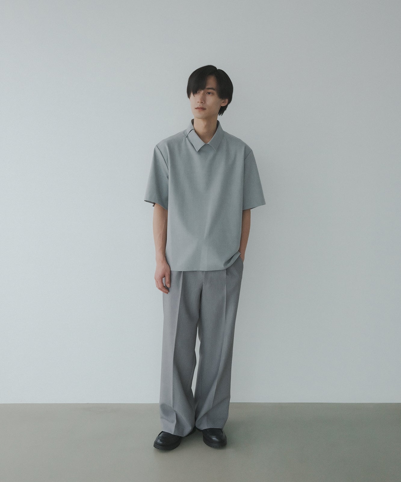 ≪在庫販売≫【Men's】shirts collar minimal blouse（シャツカラー ミニマルブラウス）