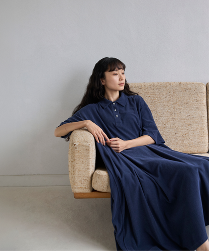 ≪通常販売≫polo collar pile one piece（ポロカラーパイルワンピース