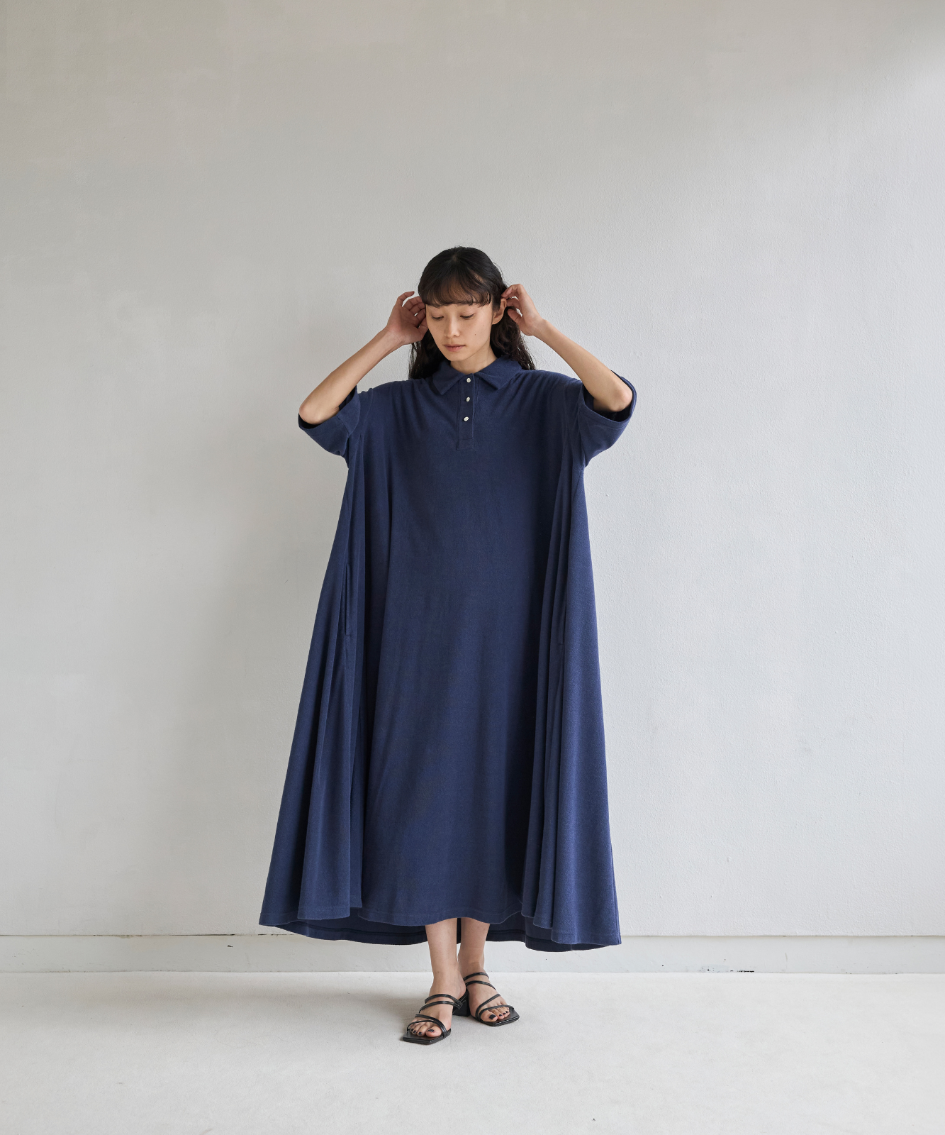 ≪通常販売≫polo collar pile one piece（ポロカラーパイルワンピース