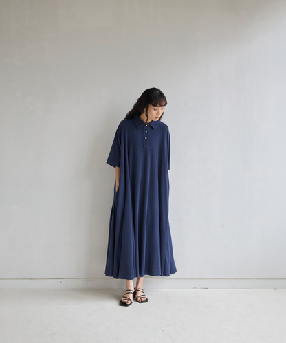 ≪通常販売≫polo collar pile one piece（ポロカラーパイルワンピース）