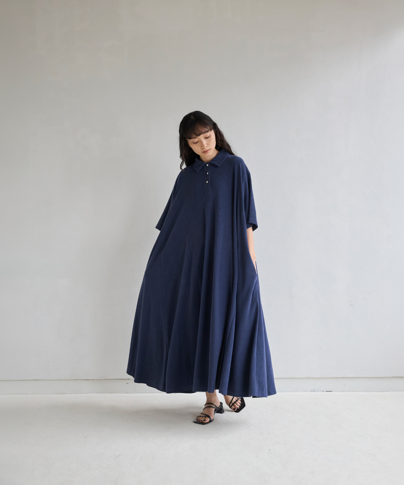 ≪通常販売≫polo collar pile one piece（ポロカラーパイルワンピース