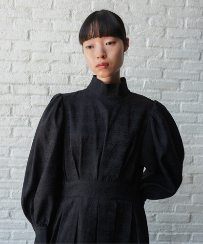 ≪通常販売≫【THE DRESS #50】high neck tuck jacquard onepiece（ハイネックタックジャカードワンピース）