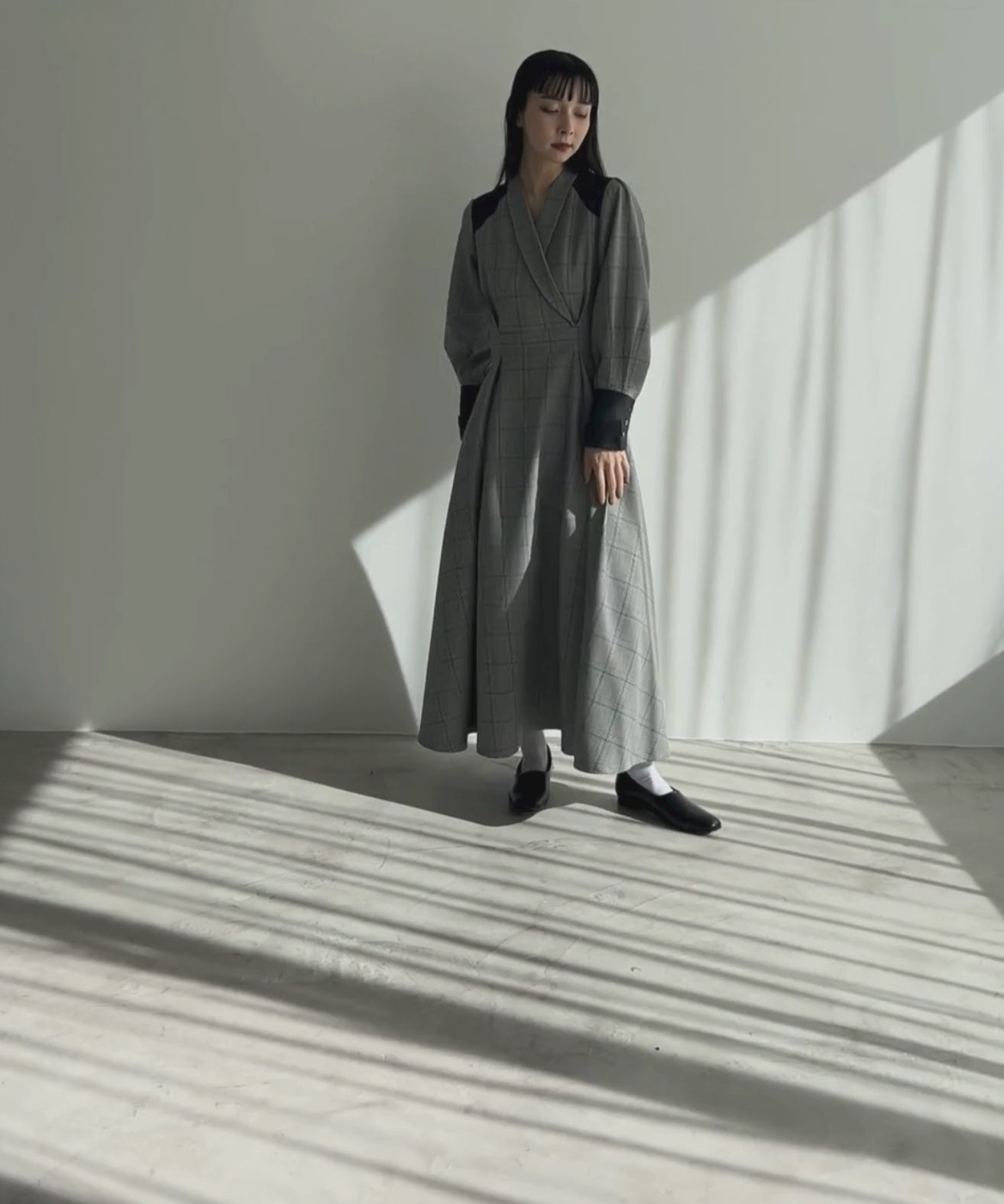 ≪予約販売≫shawl collar classical check  onepiece（ショールカラークラシカルチェックワンピース）≪2024年2月5日15:00販売開始≫≪2024年4月下旬以降発送予定≫