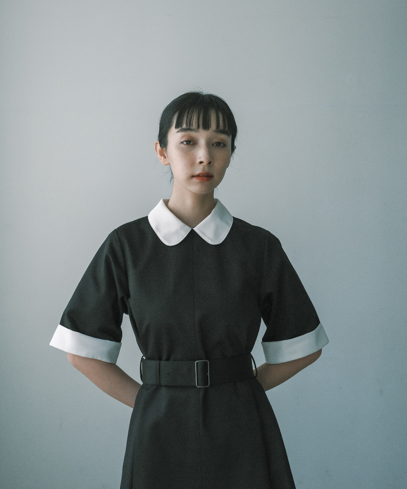 ≪在庫販売≫【THE DRESS #35】round collar bicolor one piece(ラウンドカラーバイカラーワンピース)≪8月22日販売開始≫