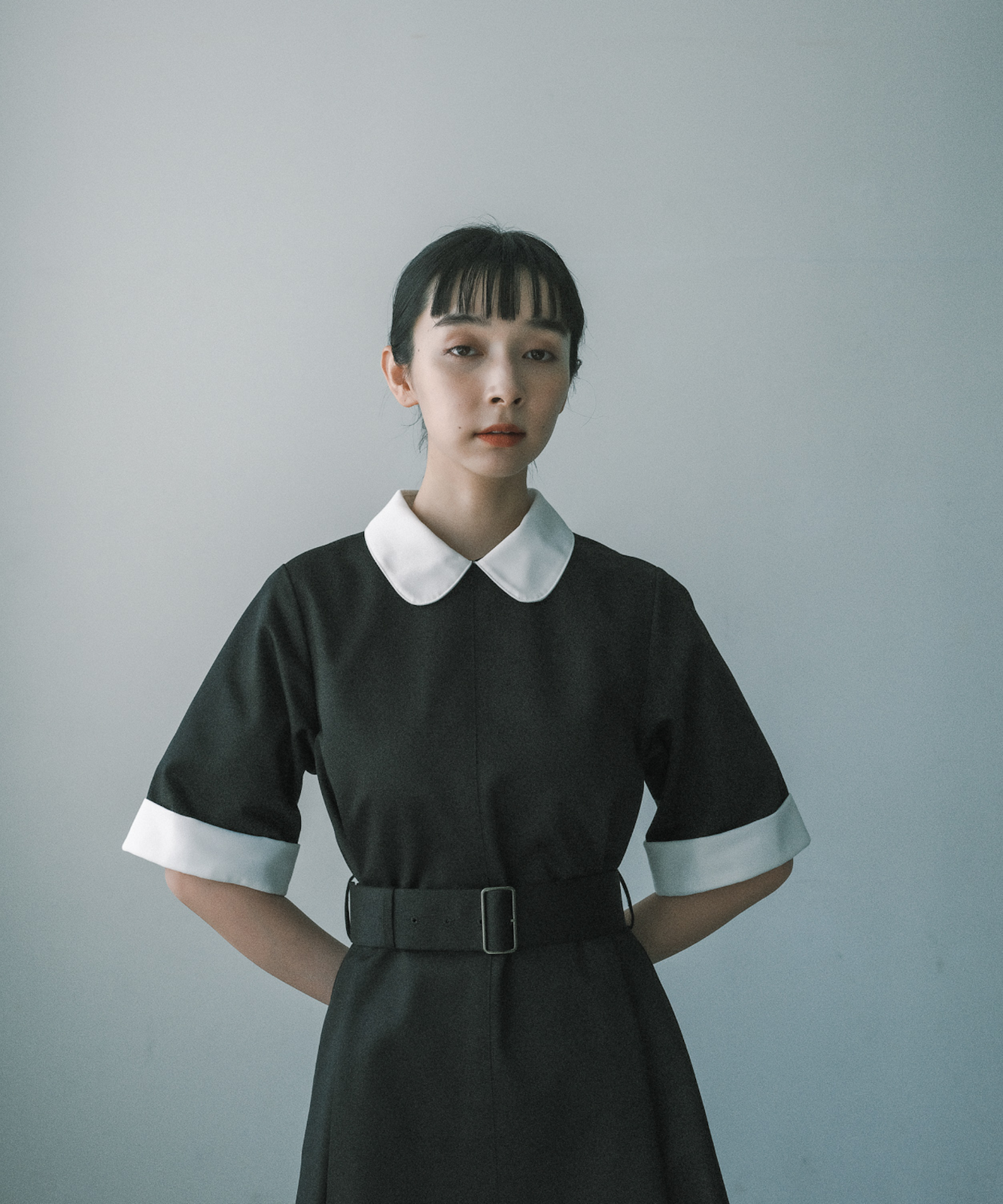 ≪在庫販売≫【THE DRESS #35】round collar bicolor one piece