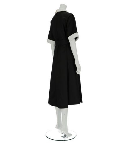 ≪在庫販売≫【THE DRESS #35】round collar bicolor one piece（ラウンドカラーバイカラーワンピース）