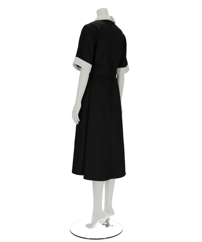 ≪在庫販売≫【THE DRESS #35】round collar bicolor one piece（ラウンドカラーバイカラーワンピース）