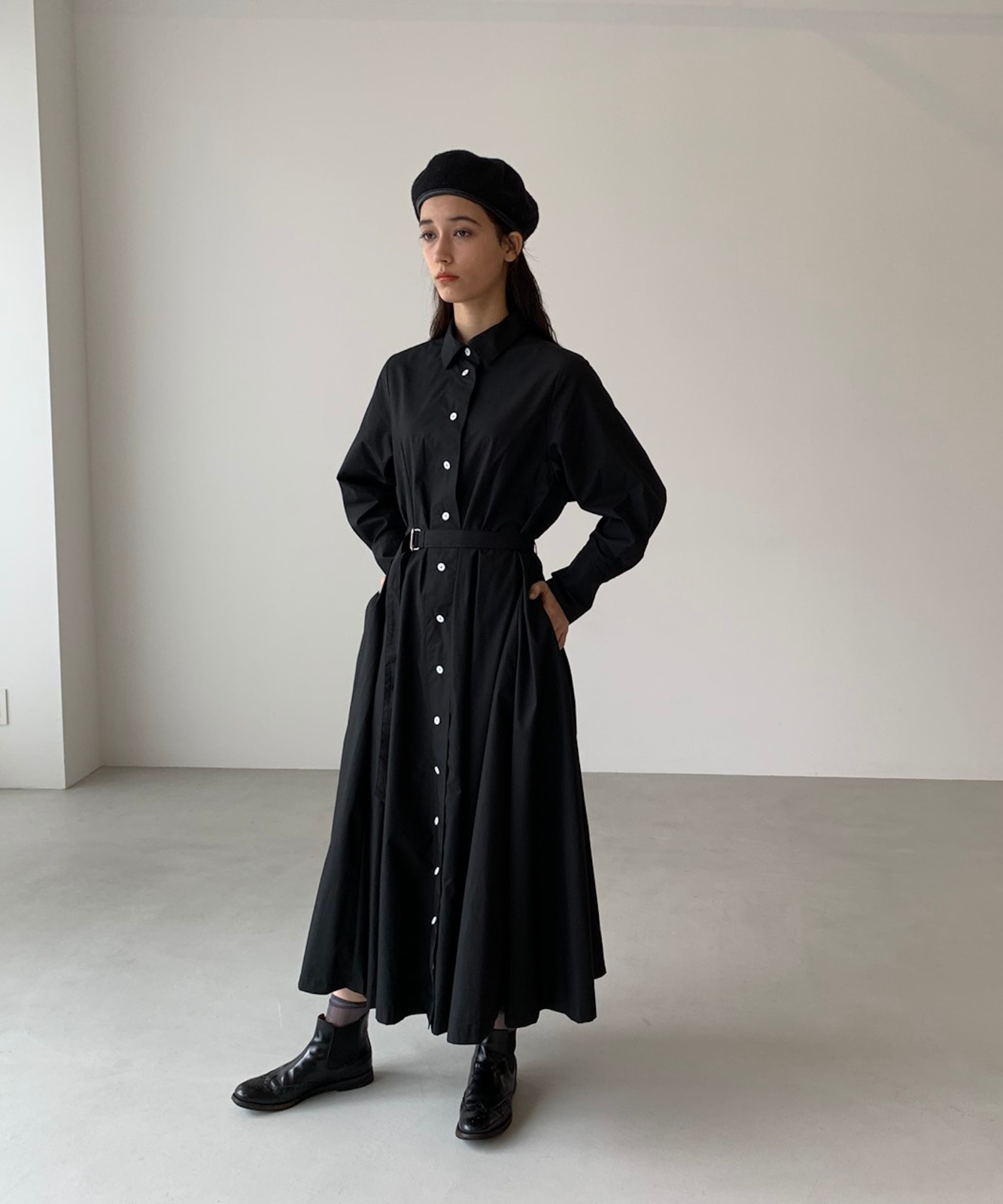 ≪在庫販売≫【THE DRESS #13】shirts collar belted one piece （シャツカラーベルテッドワンピース）