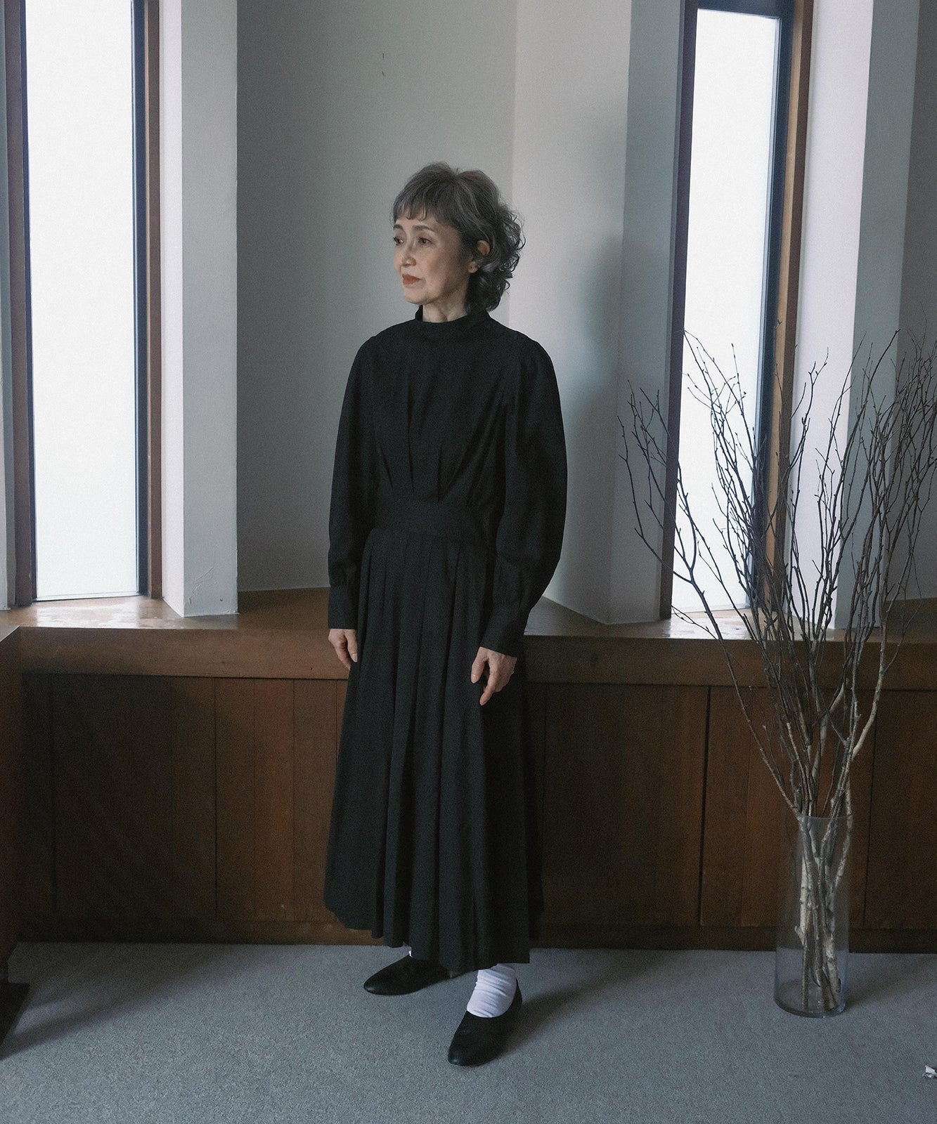 ≪在庫販売≫【THE DRESS #14】high neck tuck one-piece（ハイネックタックワンピース）≪2023年2月15日21:00販売開始≫