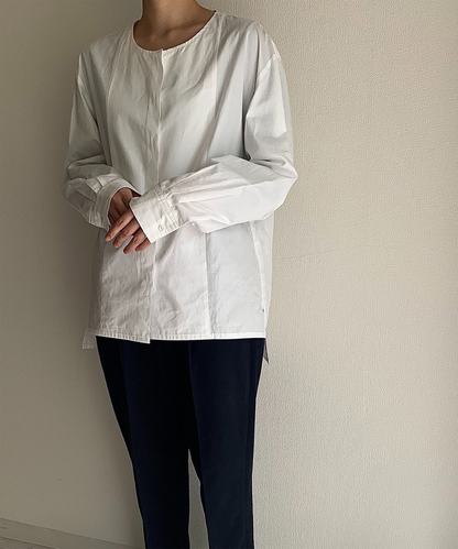 ≪在庫販売≫no collar broadcloth shirts（ノーカラーブロードクロスシャツ）