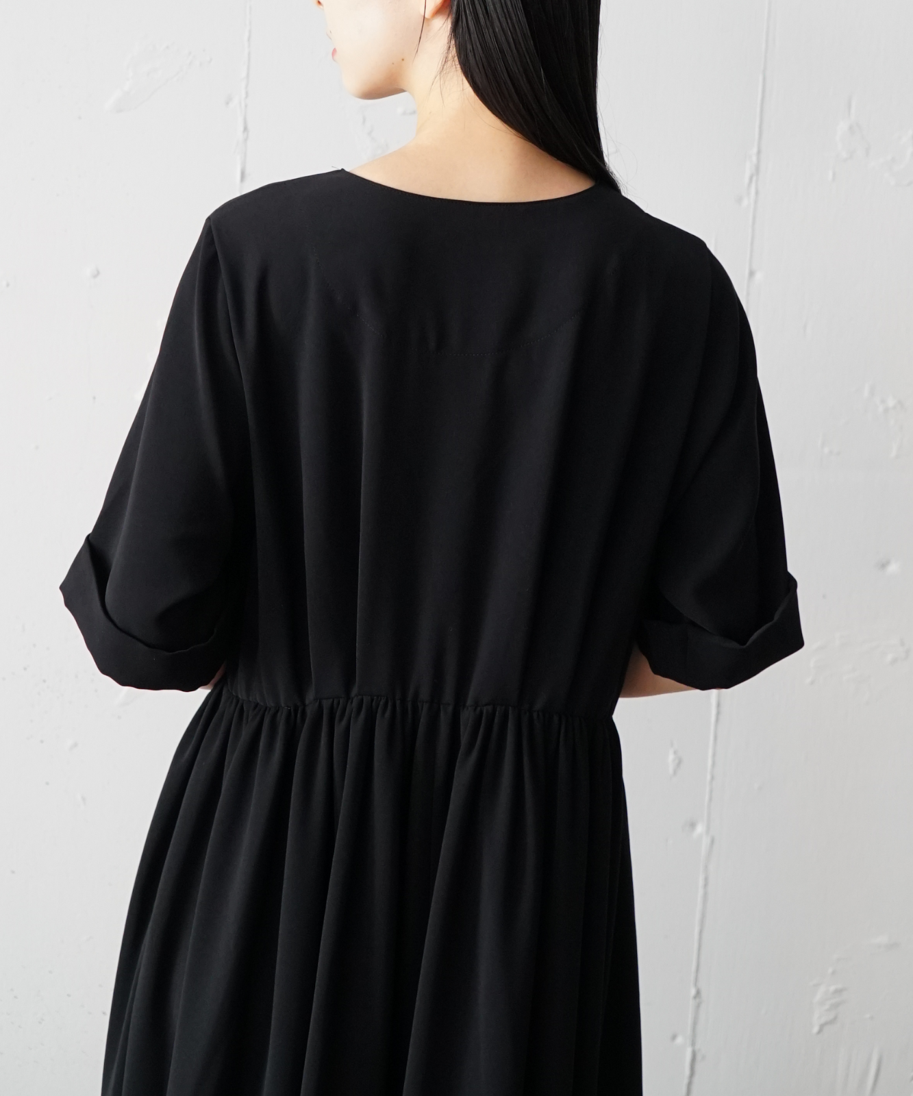 foufou / フーフー | Vneck gather one piece  Vネックギャザーワンピース | 1 | ブラック | レディース