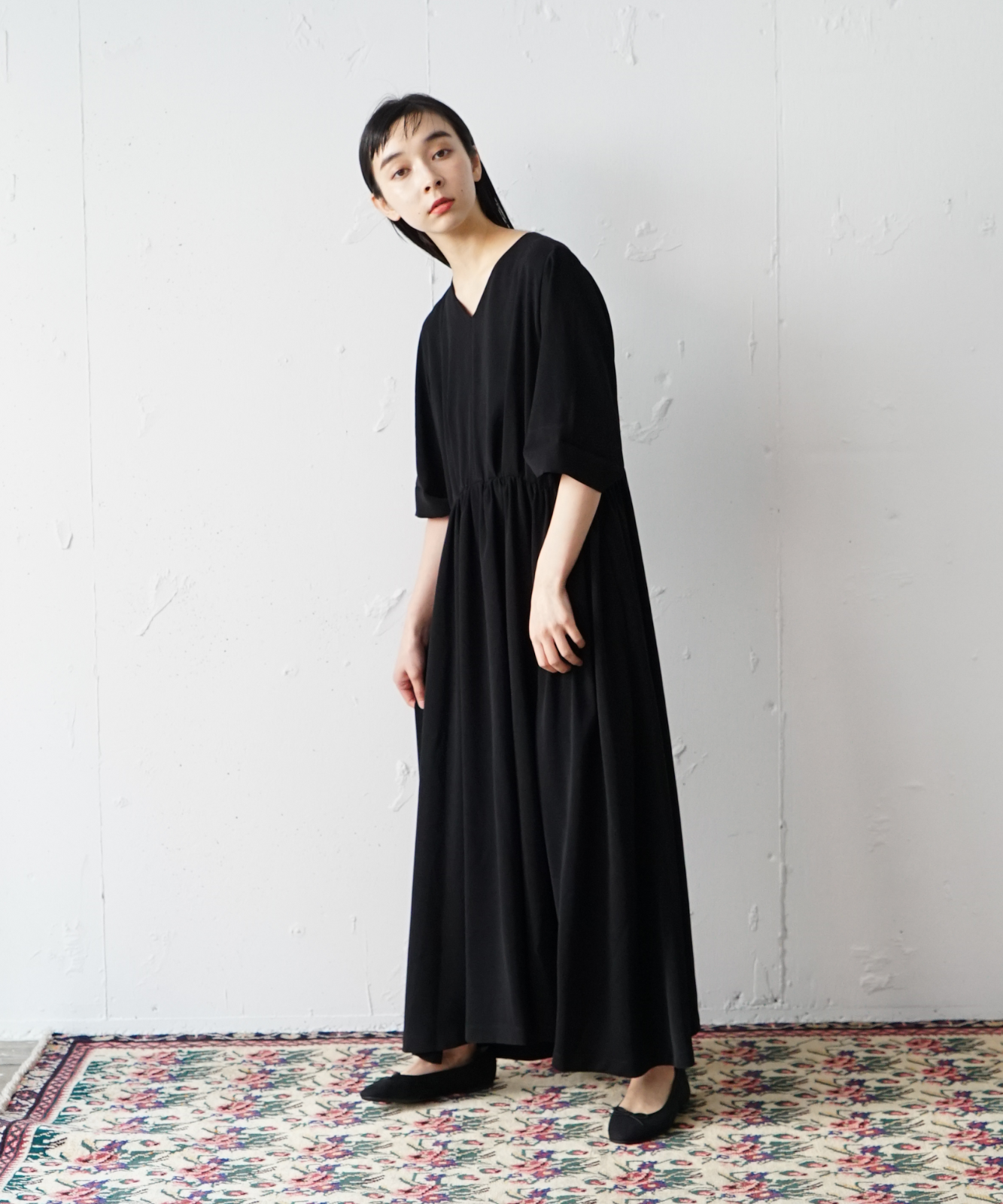 ≪在庫販売≫【THE DRESS #11】Vneck gather one piece（Vネック