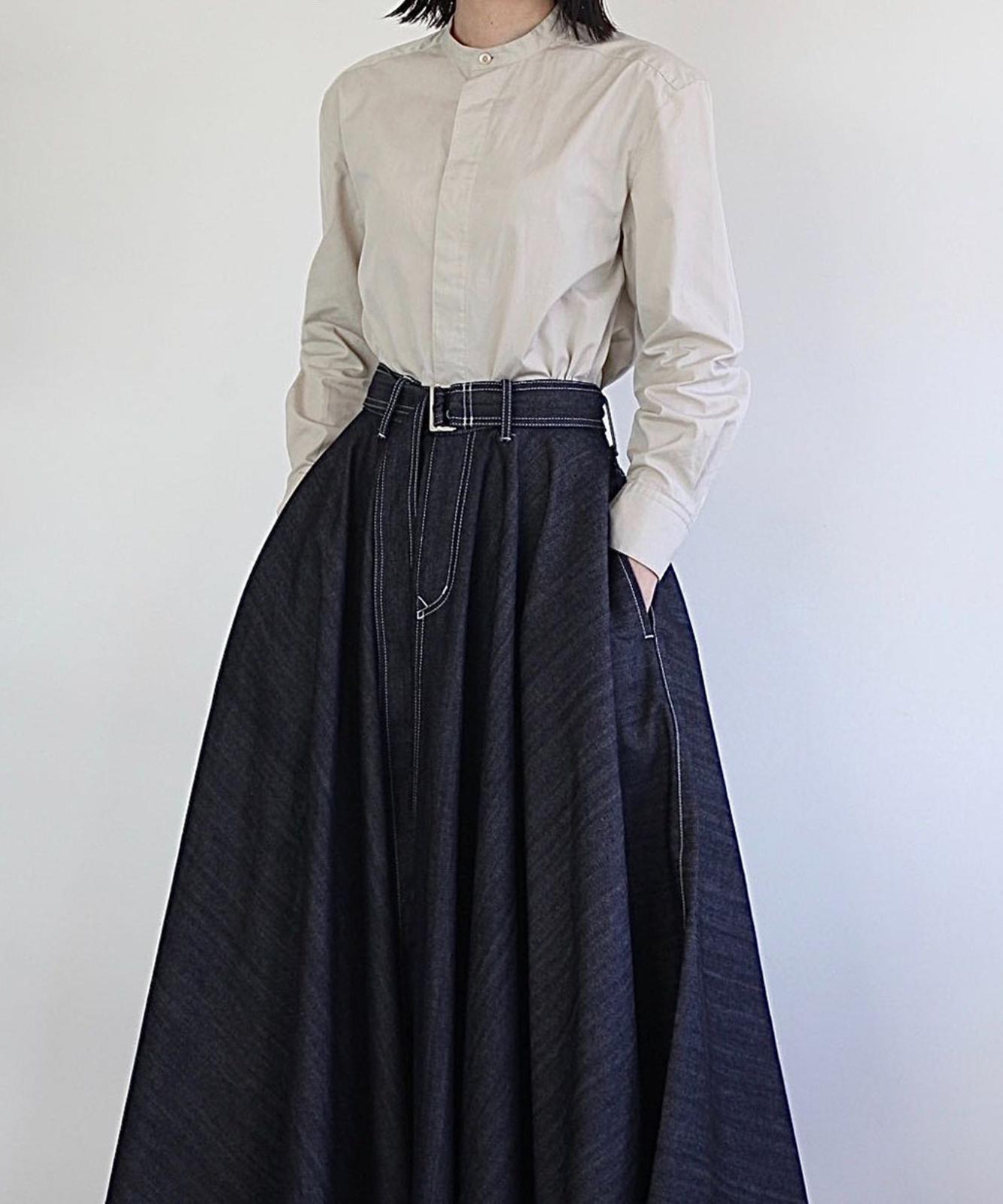 ≪在庫販売≫super flare denim skirt（スーパーフレアデニムスカート 