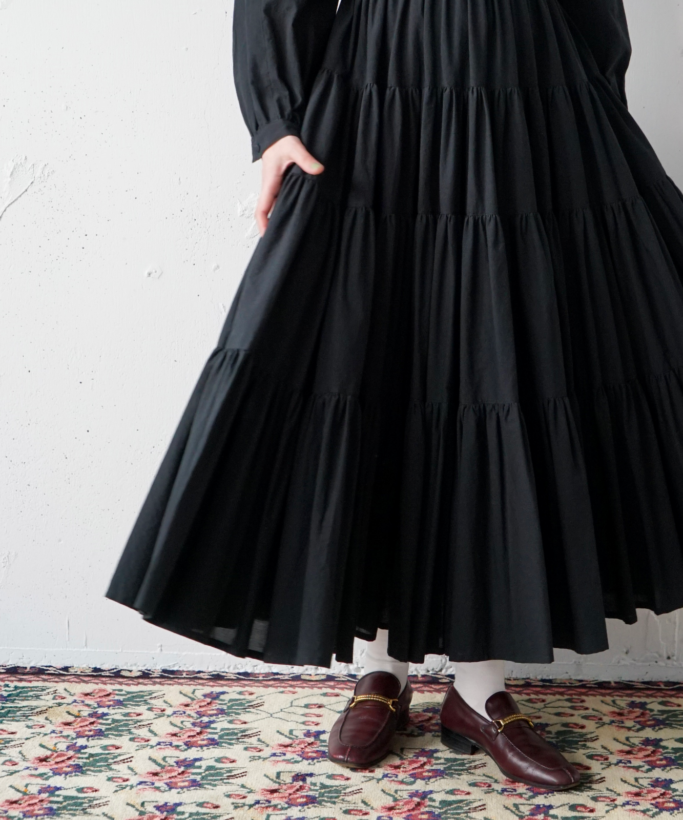 ≪在庫販売≫【THE DRESS #29】raglan sleeves tiered dress（ラグランスリーブティアードワンピース）