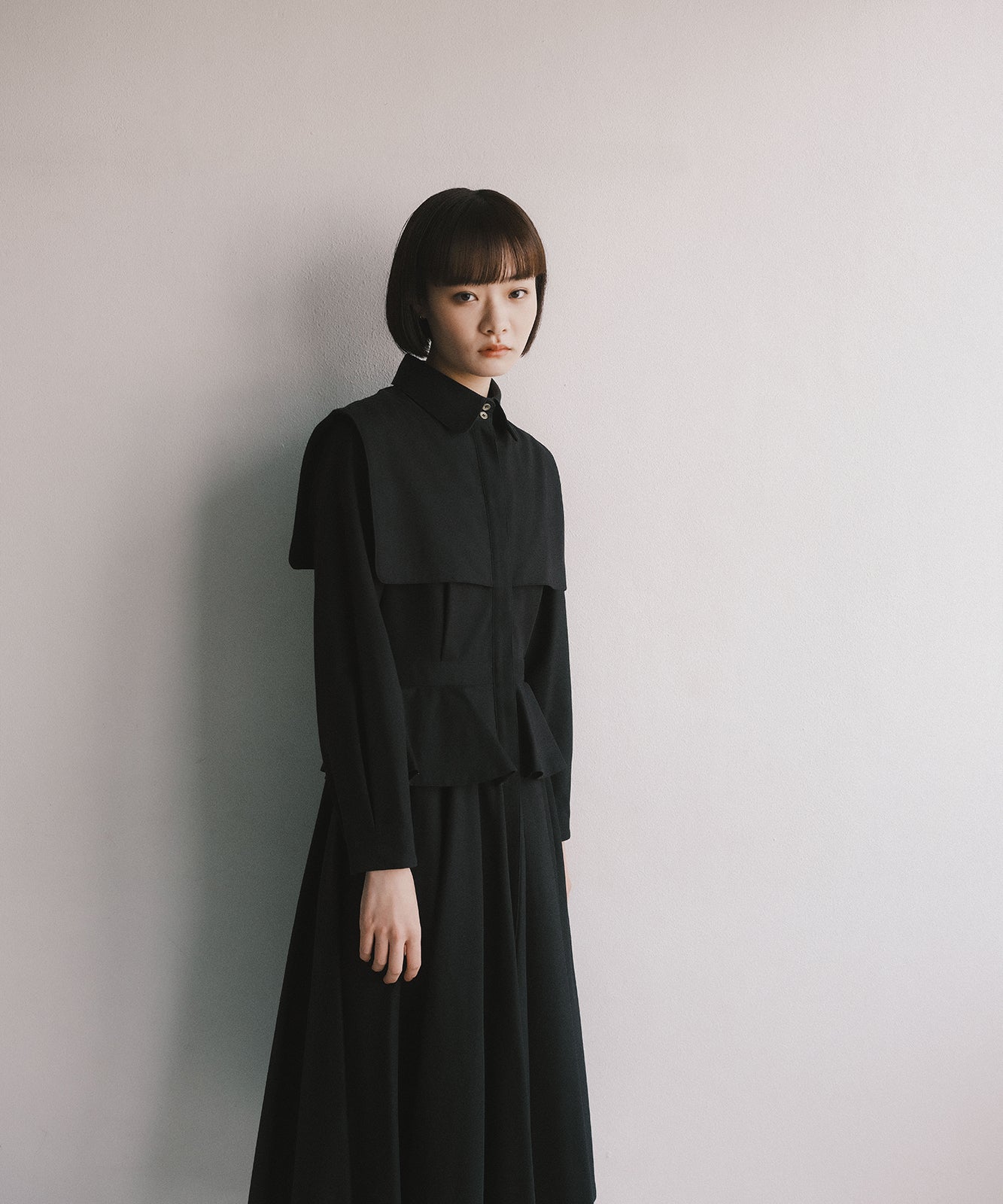 ≪在庫販売≫【THE DRESS #39】- black peplum dress -（ブラック