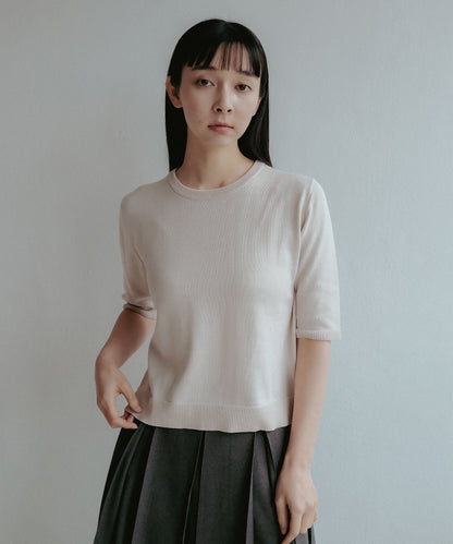 ≪在庫販売≫crew neck half-length sleeve knit（クルーネック 半袖ニット）≪2023年8月1日19:00販売開始≫