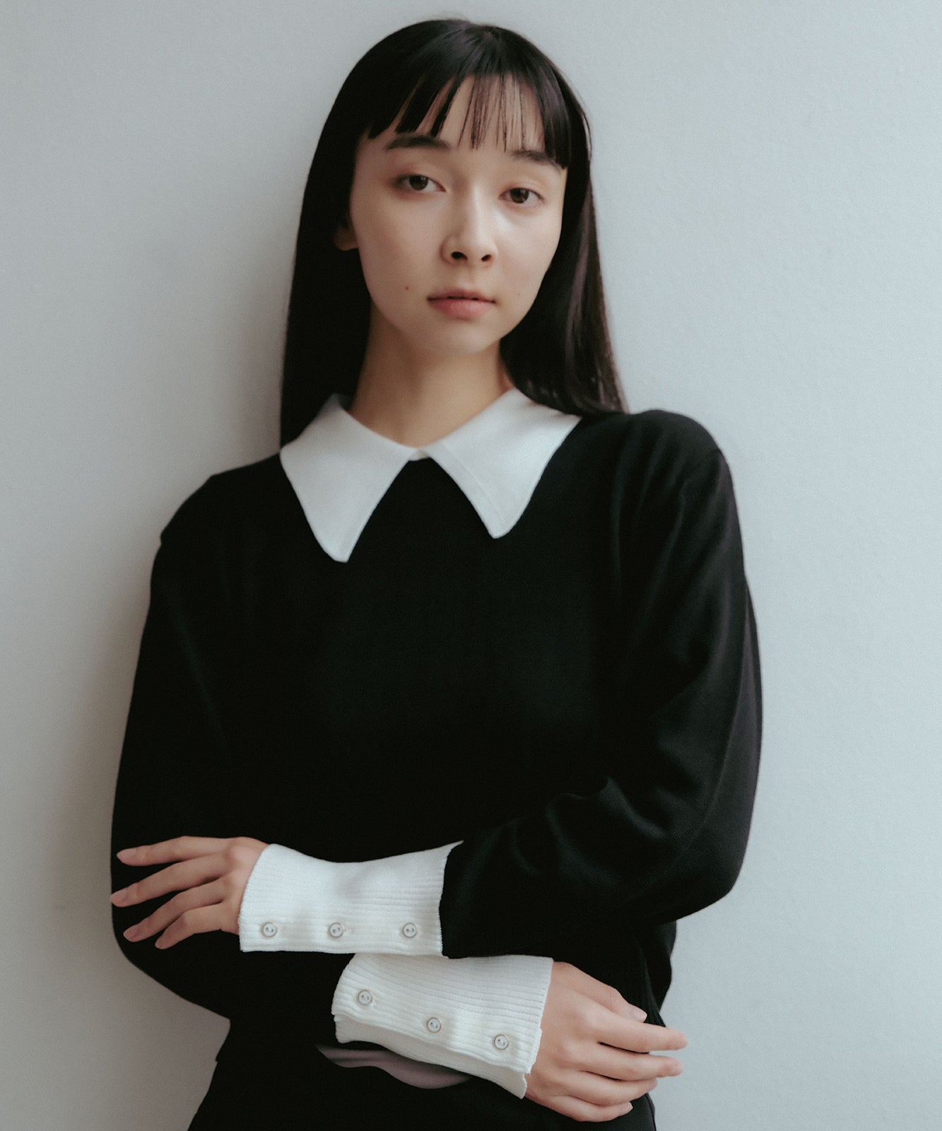 ≪在庫販売≫bi-color knit polo - black × white -（バイカラーニットポロ -ブラック×ホワイト -）≪2023年2月8日21:30販売開始≫