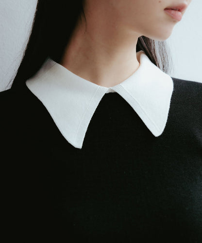 ≪在庫販売≫bi-color knit polo - black × white -（バイカラーニットポロ -ブラック×ホワイト -）≪2023年2月8日21:30販売開始≫