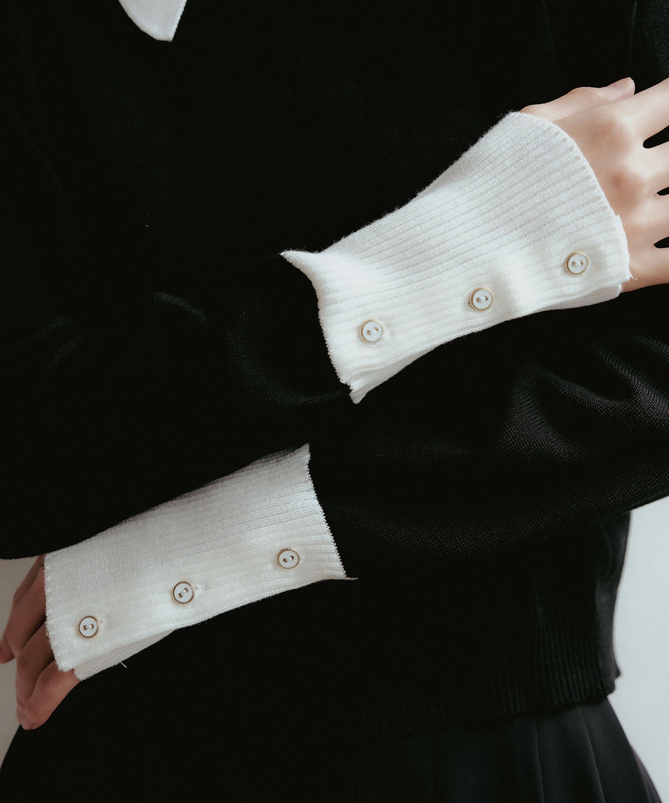 ≪在庫販売≫bi-color knit polo - black × white -（バイカラーニットポロ -ブラック×ホワイト -）≪2023年2月8日21:30販売開始≫