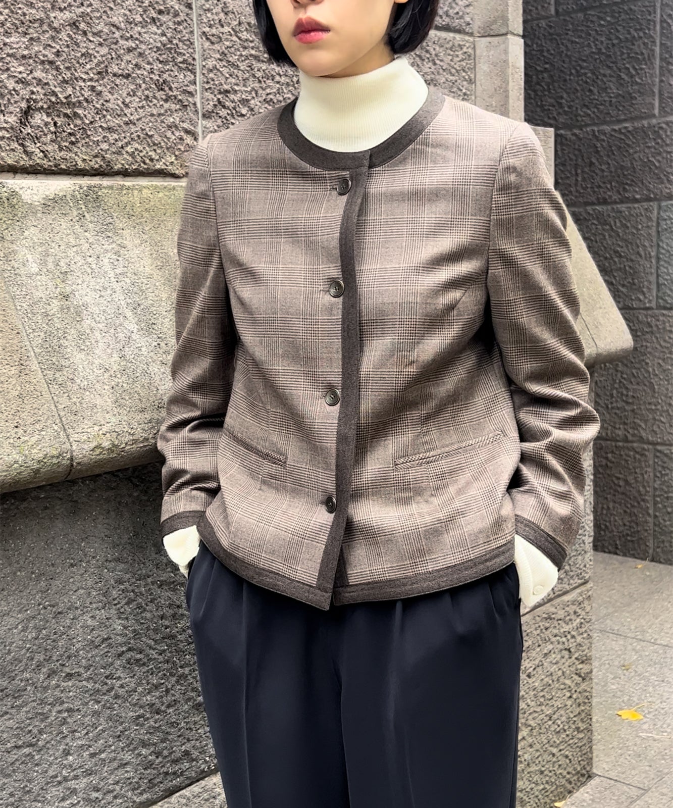 ch!iiibag Wool Jacket check 38ベージュジャケット - テーラード