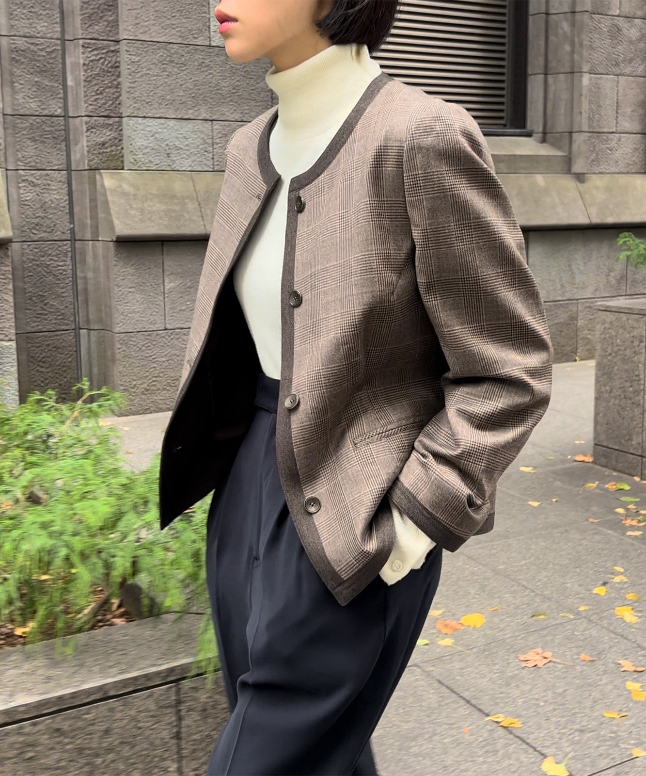 ch!iiibag Wool Jacket check 38ベージュジャケット - テーラード