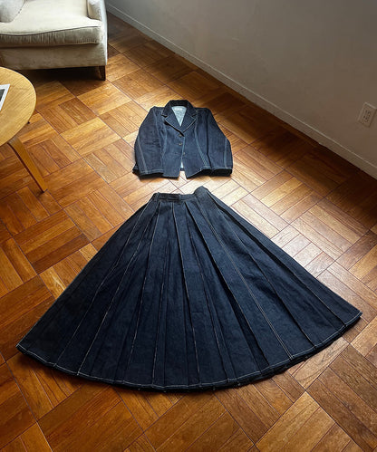 ≪在庫販売≫denim super tuck skirt（デニムスーパータックスカート）