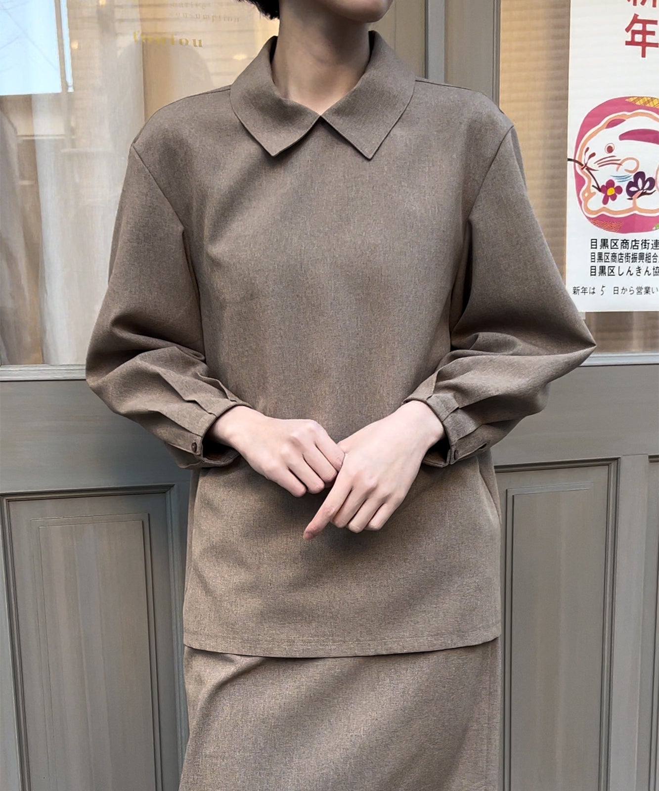 ≪在庫販売≫shirts collar pullover blouse（シャツカラープルオーバーブラウス）≪2023年4月5日21:00販売開始≫