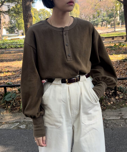 ≪在庫販売≫ thermal henry neck blouse（サーマルヘンリーネックブラウス）