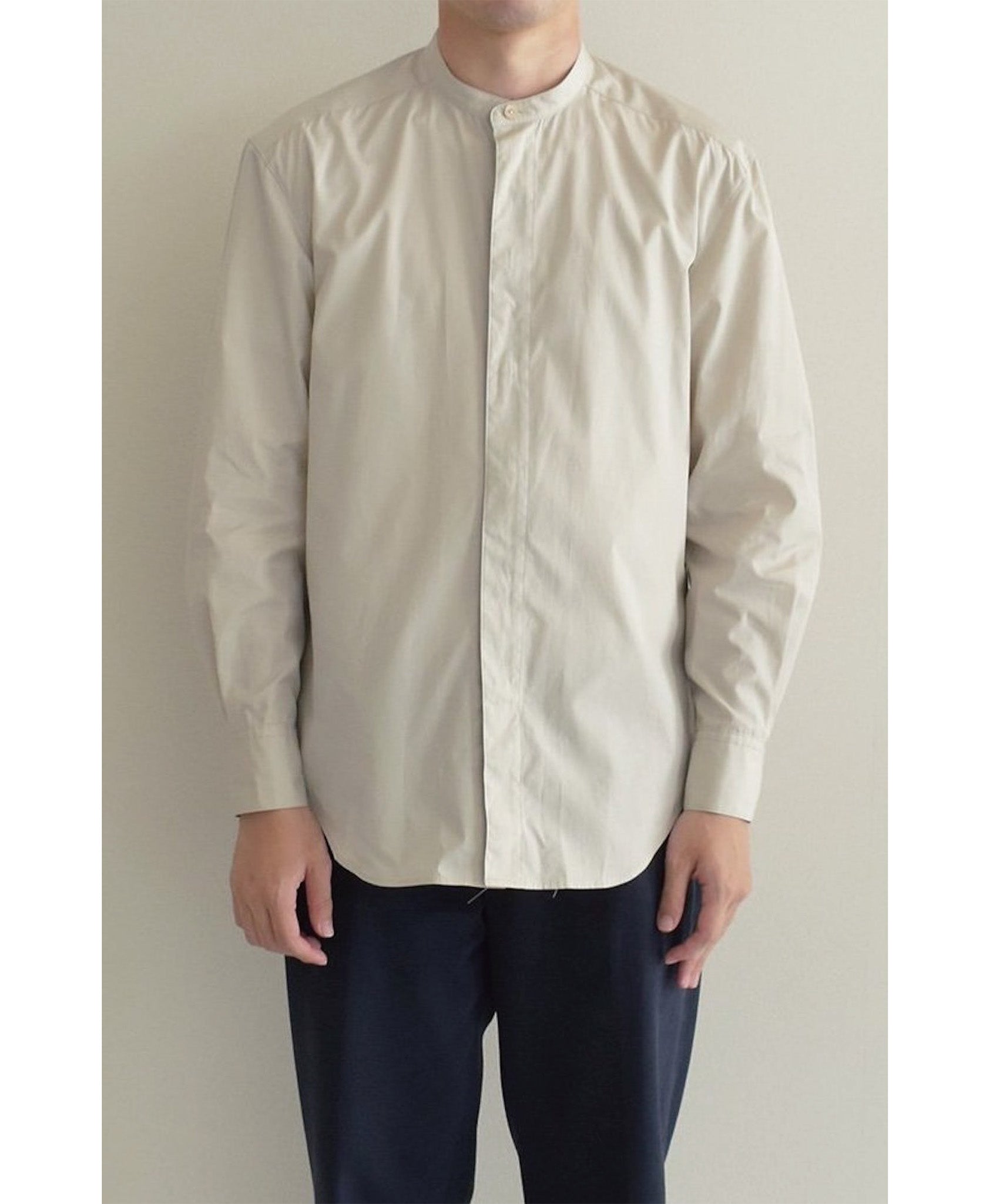 ≪在庫販売≫【Men's】fly front stand collar shirts （フライフロント スタンドカラーシャツ）