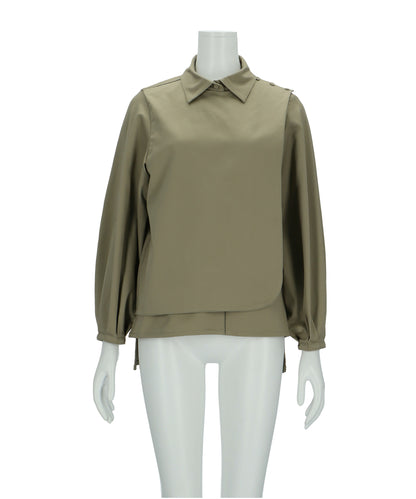 ≪在庫販売≫shirts collar flap blouse（シャツカラーフラップブラウス）