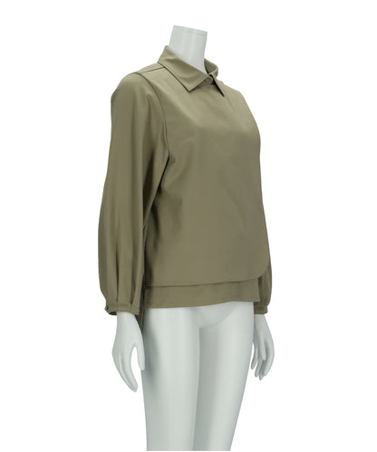 ≪在庫販売≫shirts collar flap blouse（シャツカラーフラップブラウス）