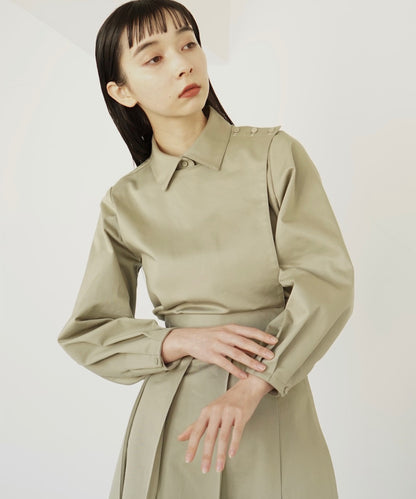 ≪在庫販売≫shirts collar flap blouse（シャツカラーフラップブラウス）