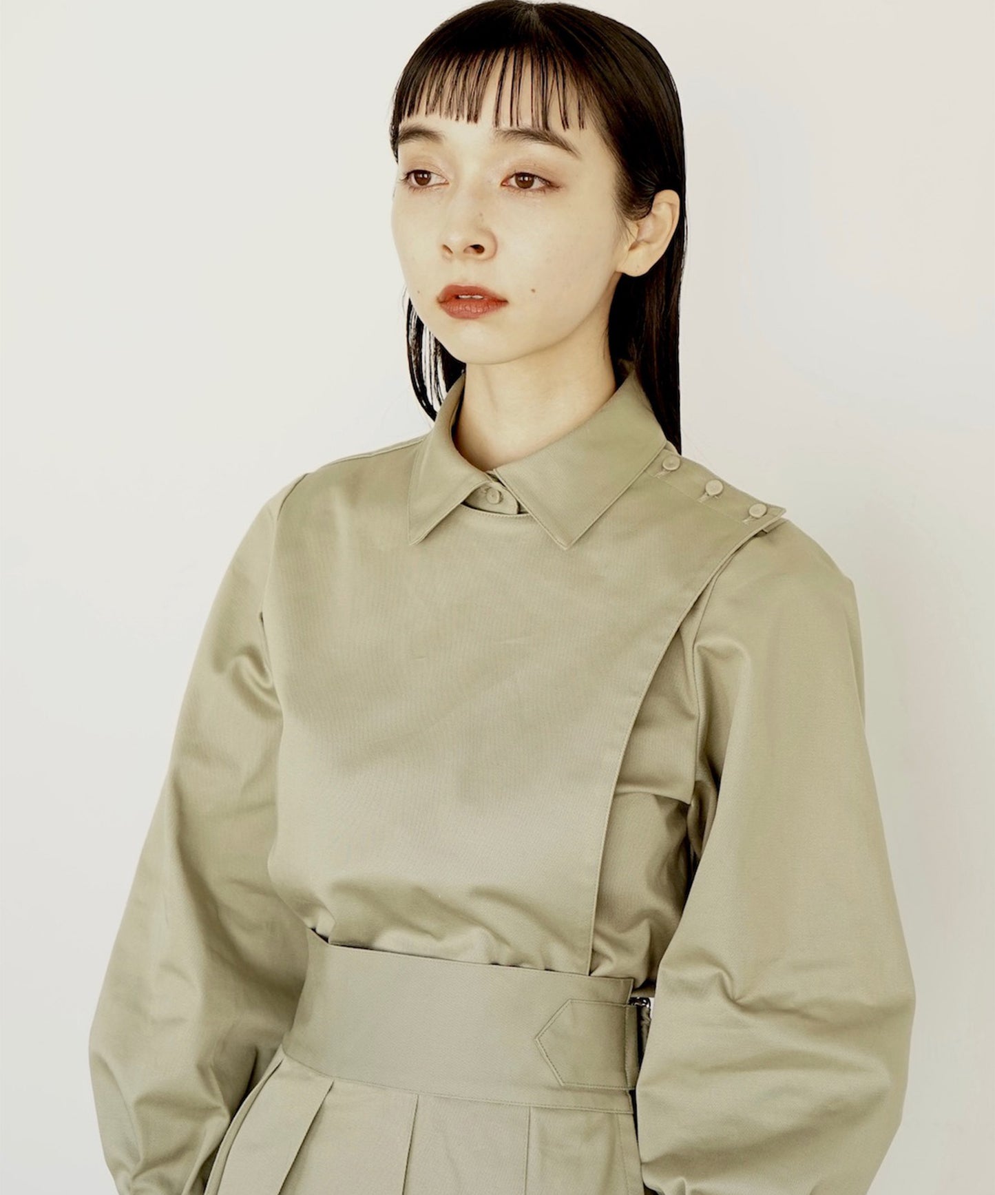 ≪在庫販売≫shirts collar flap blouse（シャツカラーフラップブラウス）